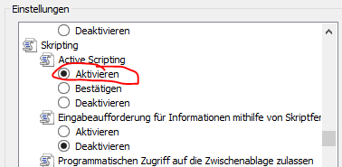 Active Scripting aktivieren