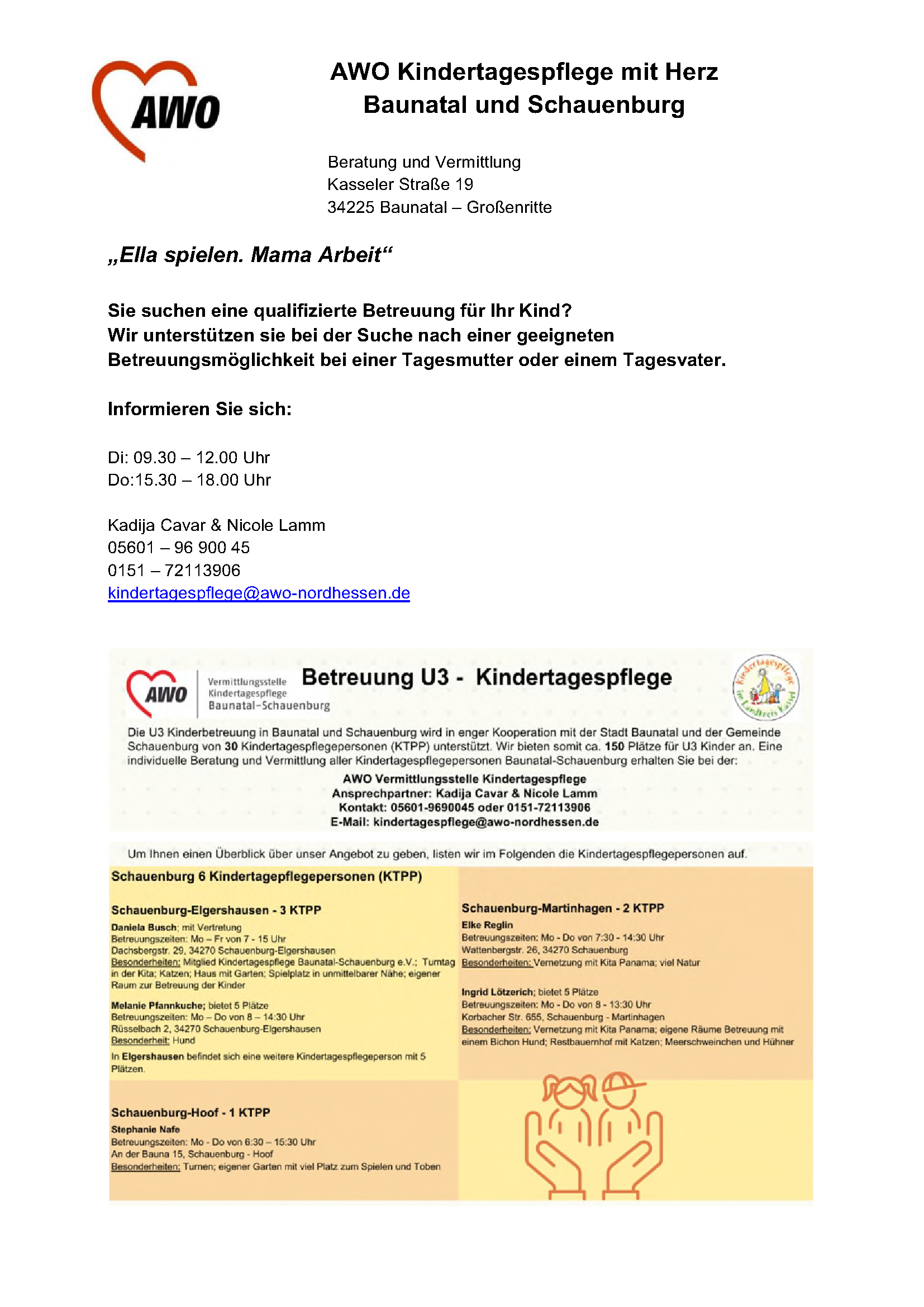 Infobanner AWO &#43; Konktaktdaten KTPP